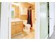 Bathroom includes a vanity, sink, toilet, shower with curtain at 5234 Melbourne Rd, Indianapolis, IN 46228