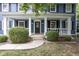 Inviting front porch with white columns, manicured bushes, and a stylish front door, creating a warm welcome at 5538 N 700 W, McCordsville, IN 46055