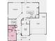 Floor plan showing kitchen, dining, living spaces, garage and covered porch layout at 6870 W Buck Stone Dr, McCordsville, IN 46055