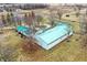Overhead view of expansive property featuring multiple buildings surrounded by fields at 12471 N 100 E, Alexandria, IN 46001
