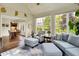 Cozy sunroom featuring a vaulted ceiling, oversized windows, and comfortable seating at 1411 N Claridge Way, Carmel, IN 46032