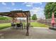 Covered patio area in the backyard with table and chairs at 2078 Seneca Ln, Plainfield, IN 46168
