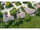Aerial view showcasing the homes in a suburban neighborhood with green lawns and tree coverage at 3545 Inverness Blvd, Carmel, IN 46032