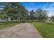 Spacious backyard with mature trees and a concrete patio area perfect for outdoor gatherings at 4010 S Bazil Ave, Indianapolis, IN 46239