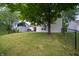 Backyard with a lush lawn, privacy fence, shed and mature shade tree at 4238 Victory Ct, Indianapolis, IN 46203