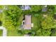 Aerial view of the home nestled amongst lush greenery at 5205 Staughton Dr, Indianapolis, IN 46226