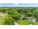 High angle aerial view of the home, showing the backyard and neighborhood at 5205 Staughton Dr, Indianapolis, IN 46226
