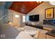 Comfortable living room featuring a wooden ceiling and stylish furnishings at 524 W Campbell St, Edinburgh, IN 46124