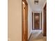 A view down the hallway with multiple doors and carpeted flooring at 5749 Teresa Dr, Alexandria, IN 46001