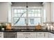 Modern kitchen featuring white cabinets, dark countertops, and stainless steel appliances at 5760 Central N Ave, Indianapolis, IN 46220