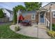 Cozy outdoor brick patio with string lights, seating, and a well-maintained lawn at 5829 Indianola Ave, Indianapolis, IN 46220
