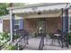 Charming front porch with black metal railings, chairs, and decorative plants at 5829 Indianola Ave, Indianapolis, IN 46220