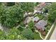 Aerial view showcasing a well-maintained home with lush landscaping, mature trees, and a private backyard at 5946 Guilford Ave, Indianapolis, IN 46220