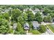 Birds eye view of neighborhood highlighting the home's location surrounded by mature trees at 6107 Broadway St, Indianapolis, IN 46220