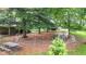 Spacious backyard featuring a chicken coop, picnic table and large trees at 6575 E 171St St, Noblesville, IN 46062