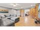Open living area with a sliding barn door leading to the kitchen, creating a spacious feel at 6575 E 171St St, Noblesville, IN 46062