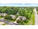 An aerial view showcasing a neighborhood with mature trees and a charming home with a well-kept yard at 6980 White Oak Dr, Avon, IN 46123
