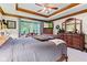A relaxing main bedroom features wood trim, neutral colors, and large windows at 6980 White Oak Dr, Avon, IN 46123