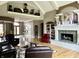 Bright open floor plan with fireplace, built-ins, high ceilings and access to the main entry at 7106 Royal Oakland Dr, Indianapolis, IN 46236