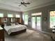 Spacious main bedroom with tray ceilings, a ceiling fan, walk out access and tranquil natural light at 7106 Royal Oakland Dr, Indianapolis, IN 46236