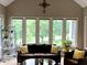 Cozy sunroom with large windows overlooking the backyard and comfortable seating at 7106 Royal Oakland Dr, Indianapolis, IN 46236