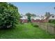 Spacious backyard with mature trees, a wooden fence, and well-maintained lawn at 828 N Butler Ave, Indianapolis, IN 46219
