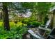 Tranquil backyard retreat featuring shaded seating areas, lush greenery, and a peaceful ambiance for relaxation and privacy at 9520 Settlement W Dr, Indianapolis, IN 46250