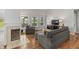 Cozy living room with fireplace, large windows, and views of the outdoors at 10753 Seaview Ln, Indianapolis, IN 46236