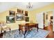 Charming home office with hardwood floors, a chandelier, and a large decorative desk at 11557 Willow Springs Dr, Zionsville, IN 46077