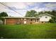 This backyard has a combination of brick and siding and a large grassy area at 1217 S Post Rd, Indianapolis, IN 46239