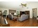 Open living room with hardwood floors and plenty of seating at 13 Fairlane Dr, Brownsburg, IN 46112