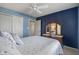 Comfortable bedroom features light blue walls and a large dresser at 13992 Wynngate Ln, Fishers, IN 46038