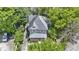 Aerial view of charming two-story home featuring a cozy front porch and mature landscaping surrounded by lush trees at 23 S Downey Ave, Indianapolis, IN 46219