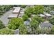 Overhead view of a gray-roofed home nestled among mature trees, highlighting its location at 23 S Downey Ave, Indianapolis, IN 46219