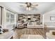 Bright living room showcasing modern decor, stylish furniture, and a striking accent wall at 2872 N Prairie Stream Way, Columbus, IN 47203
