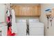 Well-lit laundry room features a washer, dryer, and ample storage space at 4218 E 18Th St, Indianapolis, IN 46218