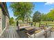 Beautiful outdoor back deck featuring furniture, greenery, and ample space at 5550 W Mooresville Rd Byp, Indianapolis, IN 46221