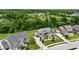 An aerial view of a beautiful two-story home featuring a manicured lawn and close proximity to nearby neighborhood at 5706 Bentbrook Dr, Bargersville, IN 46106