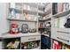 Walk-in pantry with custom shelving, organized storage, and space for small kitchen appliances at 5706 Bentbrook Dr, Bargersville, IN 46106