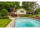 Backyard pool surrounded by lush greenery, creating a serene and private outdoor space at 6295 N Olney St, Indianapolis, IN 46220
