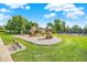 Community playground and play area with slides, climbing structures, and benches at 773 Bracknell Dr, Avon, IN 46123