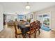 Open dining area with decorative table, wood floors and access to the outdoor deck at 8126 Kilborn Way, Avon, IN 46123