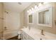 The bathroom features double sinks, a soaking tub with shower, tile backsplash, and modern fixtures at 8310 Becks Mill Ln, Indianapolis, IN 46113