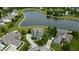A blue home as seen from above, in a well developed suburban neighborhood near a lake at 13895 Cloverfield Cir, Fishers, IN 46038