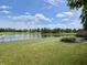 Expansive backyard with lush lawn and a picturesque pond view, offering privacy and tranquility at 13895 Cloverfield Cir, Fishers, IN 46038