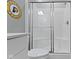 Bathroom featuring modern vanity, quartz countertop, and glass enclosed shower at 15546 Senita Ln, Fishers, IN 46037