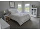 Bright bedroom with white furniture, serene view of the pond, and lots of natural light at 15961 Foothill Dr, Noblesville, IN 46060