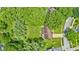 Overhead view of a residential area with mature trees, manicured lawns, and a glimpse of neighborhood streets at 1660 Obara Ct, Carmel, IN 46033