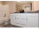 Well-lit bathroom with a modern vanity, spacious countertop, and ample storage space, providing both style and functionality at 17050 Daly Dr, Noblesville, IN 46062