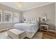 Comfortable bedroom featuring soft lighting, large windows, and a stylish bed at 2105 Granville Dr, Westfield, IN 46074